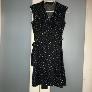 Ann Taylor blue polka dot dress 8 petite